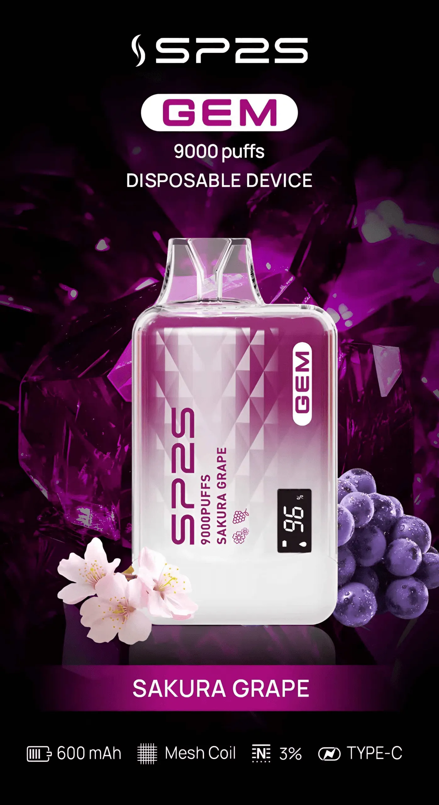 SP2S 一次性 9000 口 櫻花葡萄